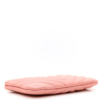 Chanel Flat Caviar Chevron Quilted Small Cosmetic Case Pink 4 of 7
