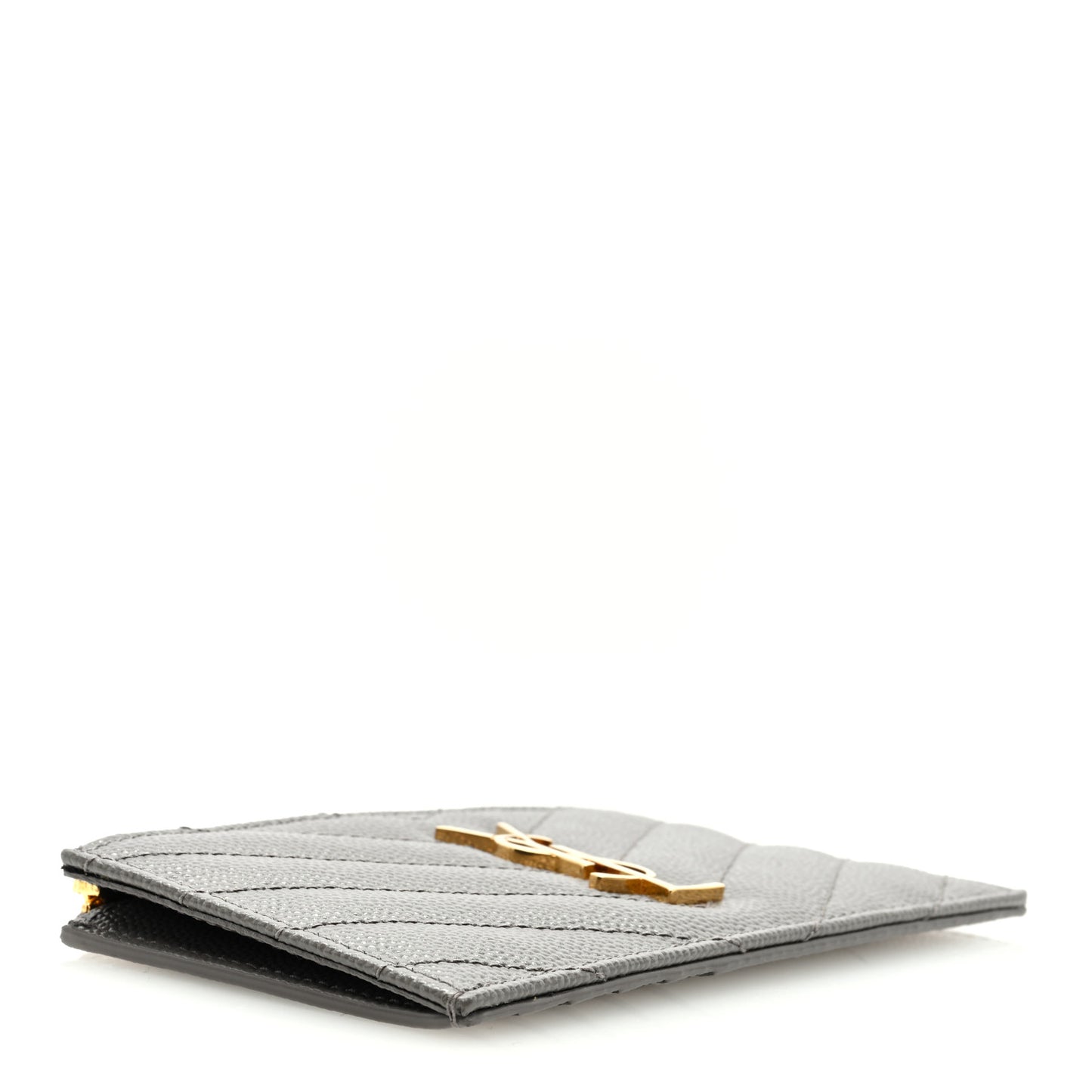 Grain De Poudre Matelasse Chevron Monogram Fragments Zippered Card Case Fog