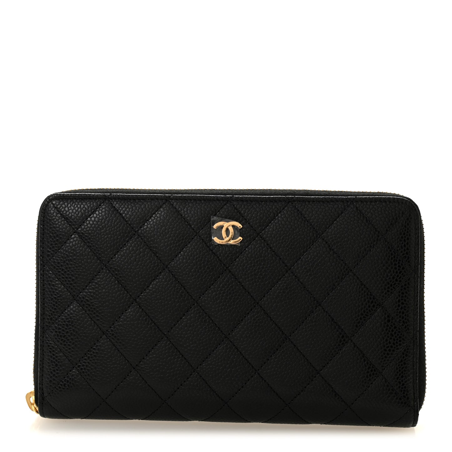 Caviar Quilted Large Zip Around Organizer Wallet Black