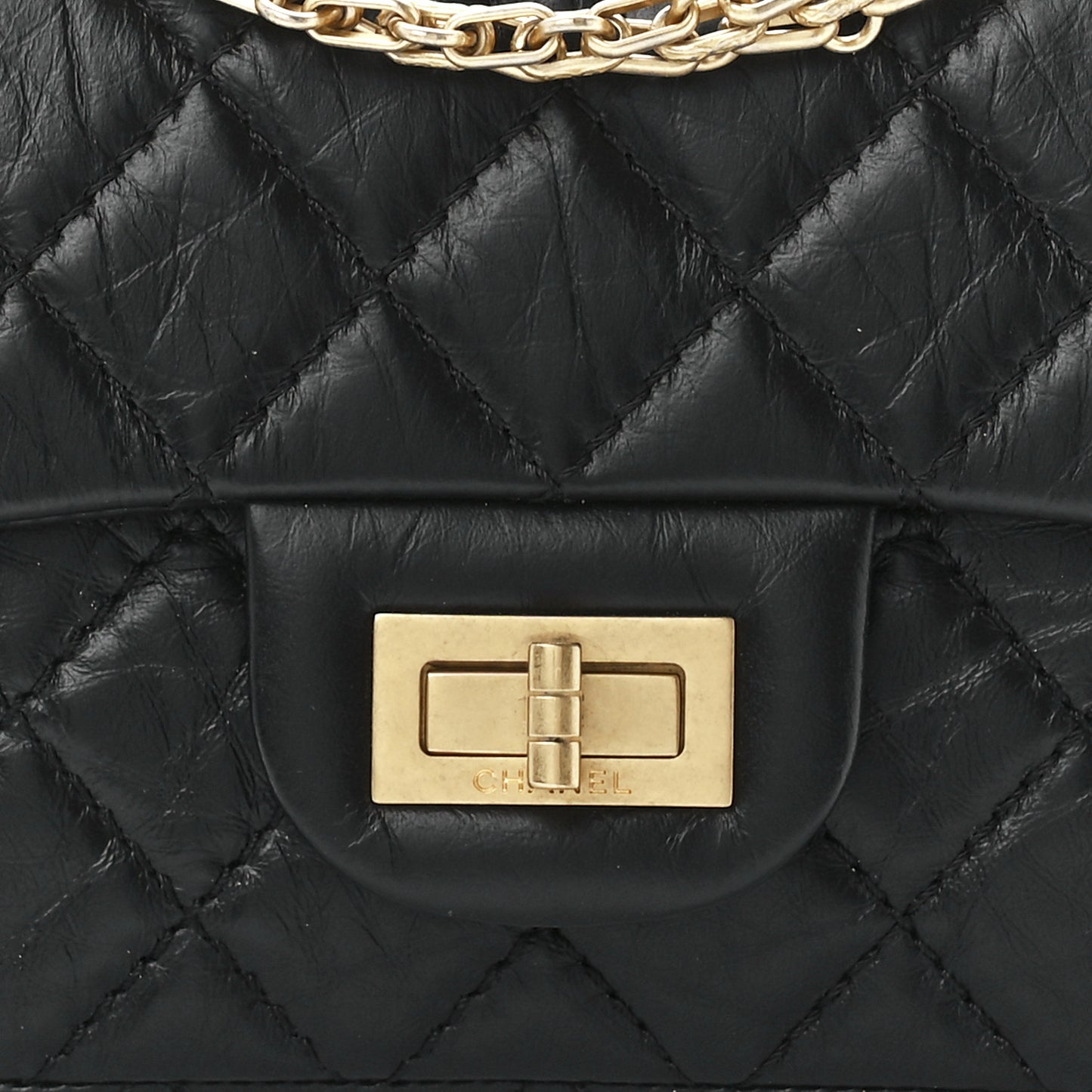 Aged Calfskin Quilted 2.55 Reissue Mini Flap Black