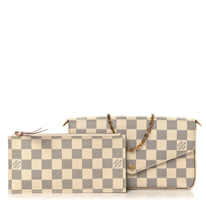 Louis Vuitton Damier Azur Pochette Felicie Chain Wallet Rose Ballerine 3 of 11