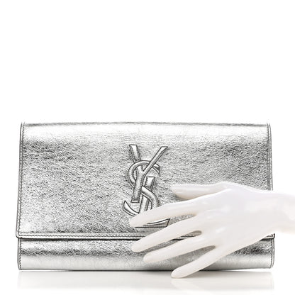 Saint Laurent Metallic Calfskin Monogram Large Belle De Jour Clutch Silver 2 of 9