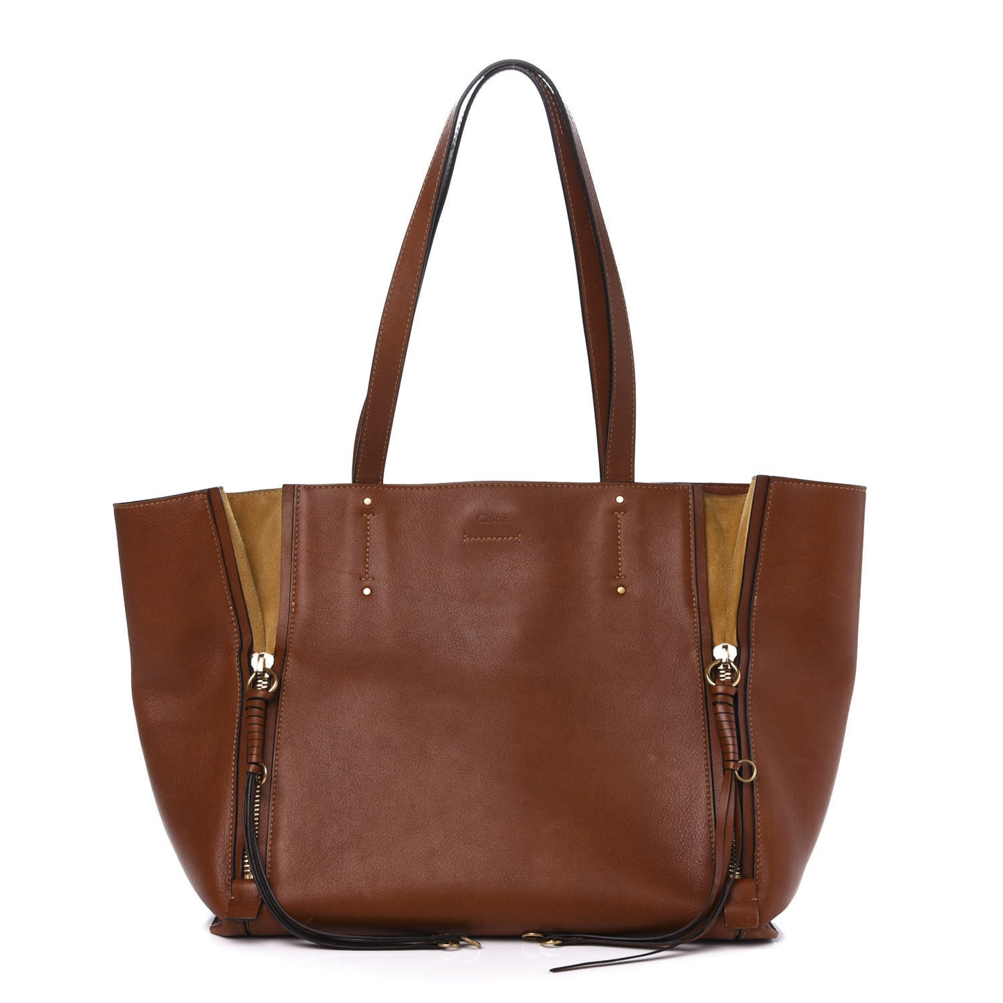 Smooth Calfskin Medium Milo Shopping Tote Caramel
