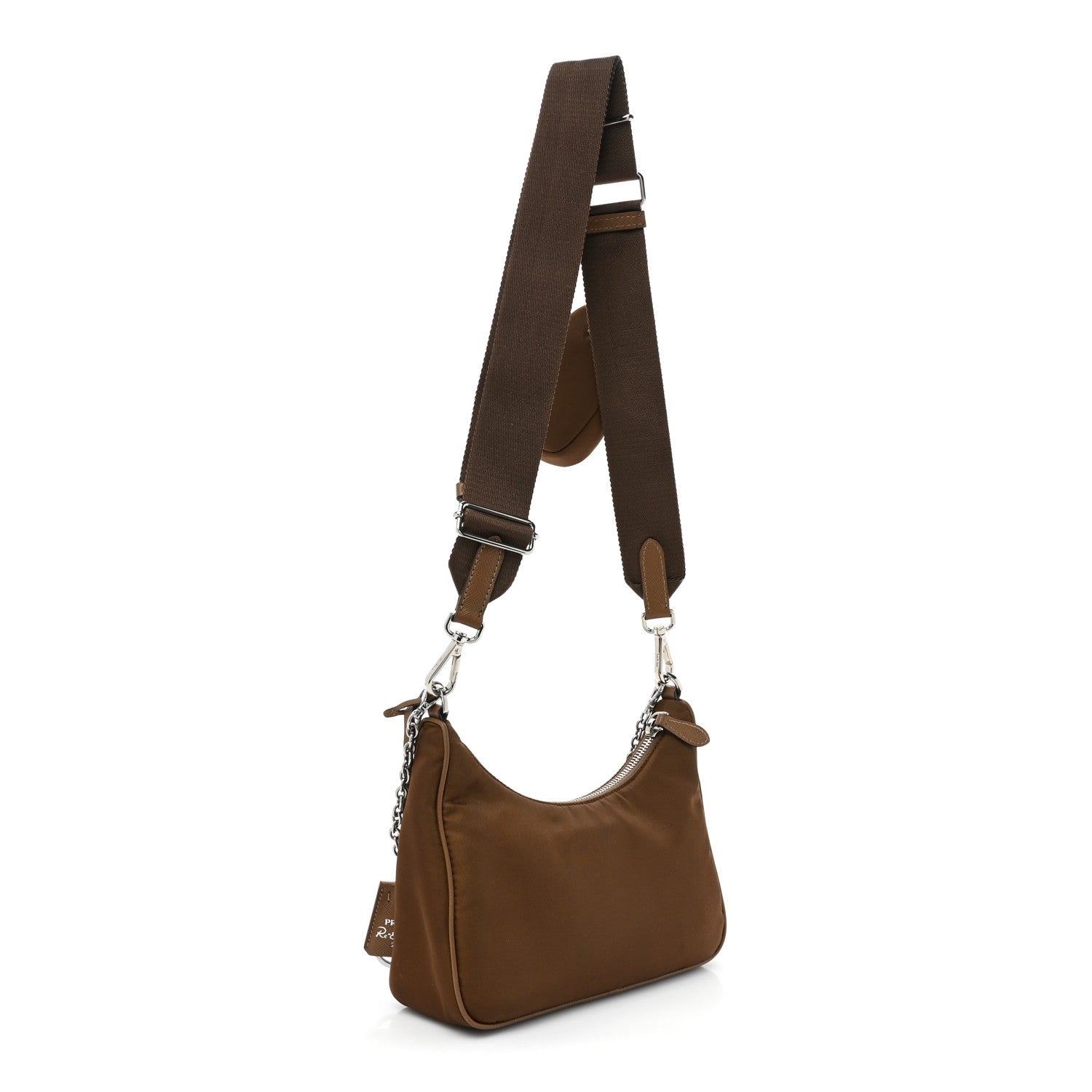 Prada Tessuto Nylon Saffiano Re-Edition 2005 Shoulder Bag Cacao 3 of 13