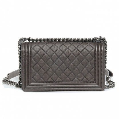 Chanel Calfskin Medium Boy Bag Flap Metallic Dark Silver 4 of 8