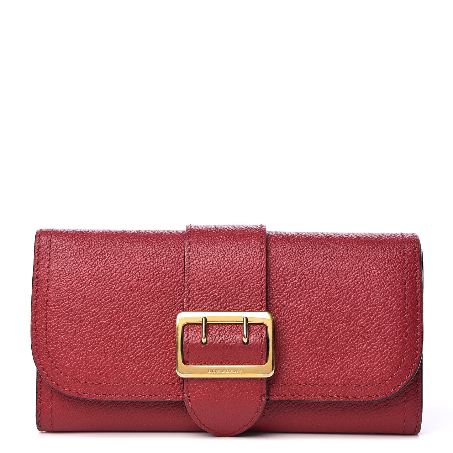 Grainy Calfskin Buckle Detail Flap Wallet Red