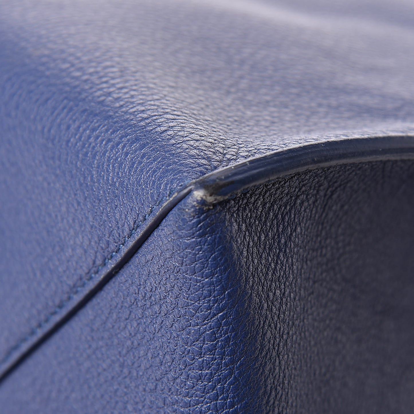 Grained Calfskin Gold Metallic Edge Hardware Papier A4 Tote Bleu