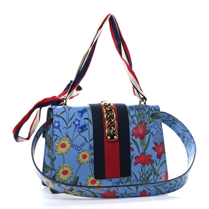 Gucci Calfskin New Flora Small Sylvie Shoulder Bag Blue 2 of 4