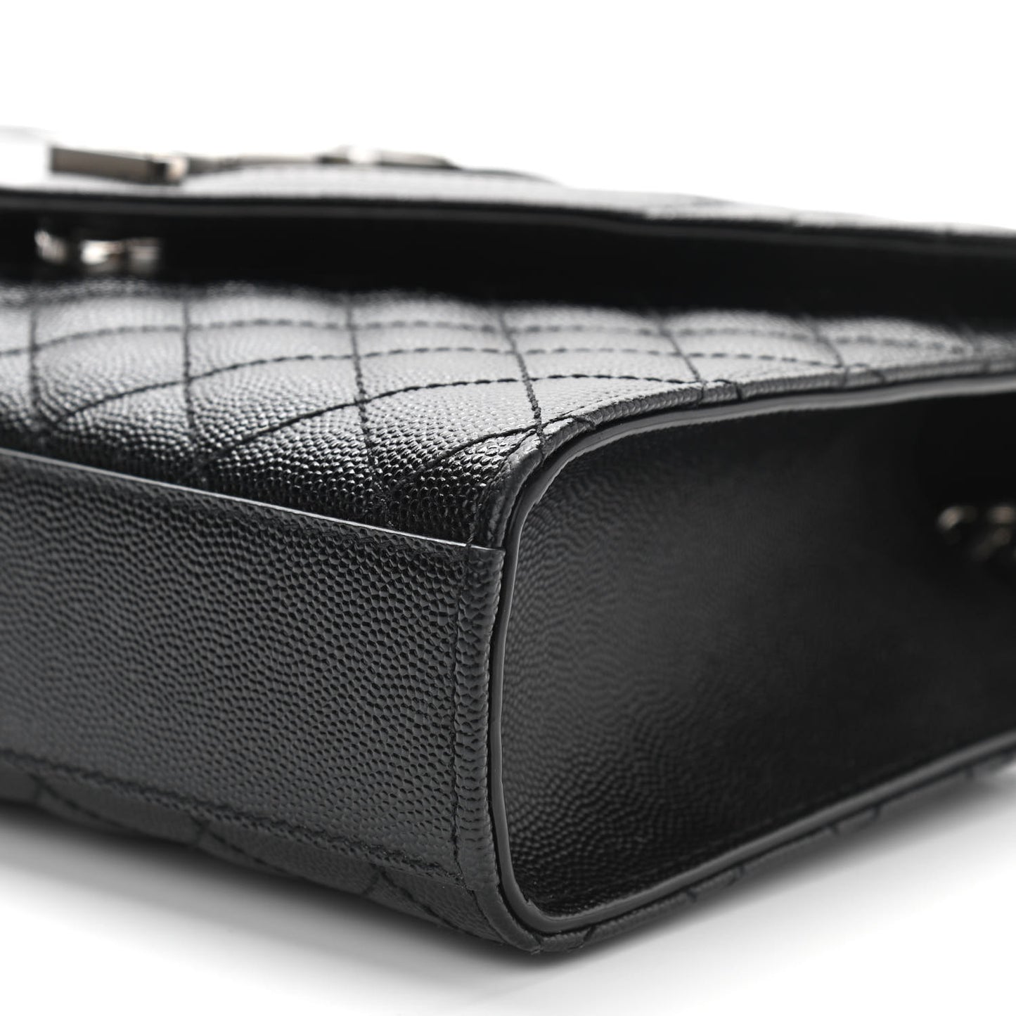 Grain De Poudre Textured Mixed Matelasse Triquilt Medium Monogram Satchel Black