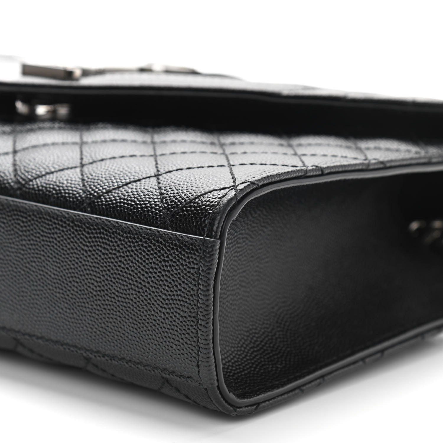 Saint Laurent Grain De Poudre Textured Mixed Matelasse Triquilt Medium Monogram Satchel Black 10 of 10