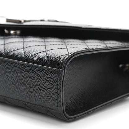 Saint Laurent Grain De Poudre Textured Mixed Matelasse Triquilt Medium Monogram Satchel Black 10 of 10