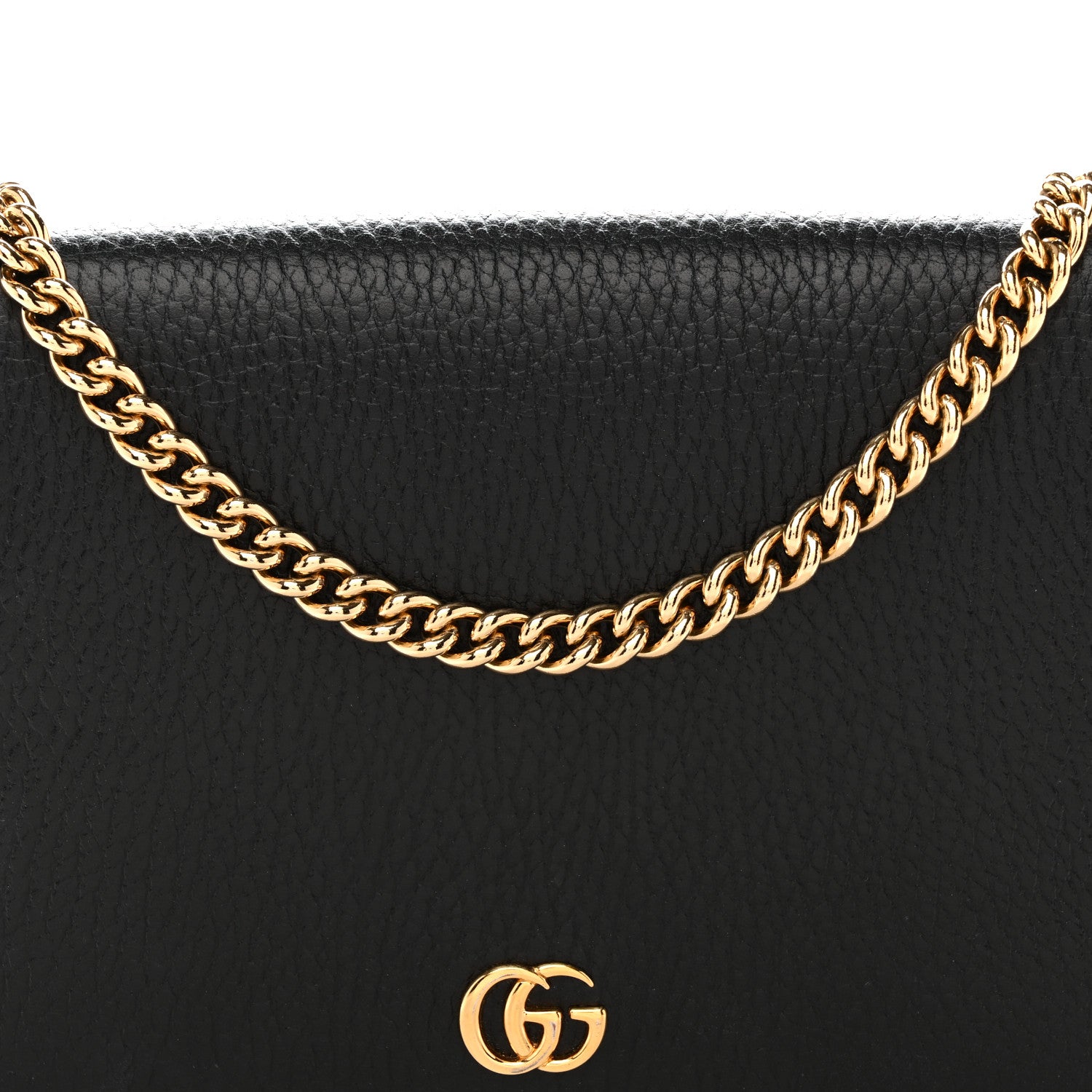 Gucci Dollar Calfskin Mini GG Marmont Chain Wallet Black 7 of 14