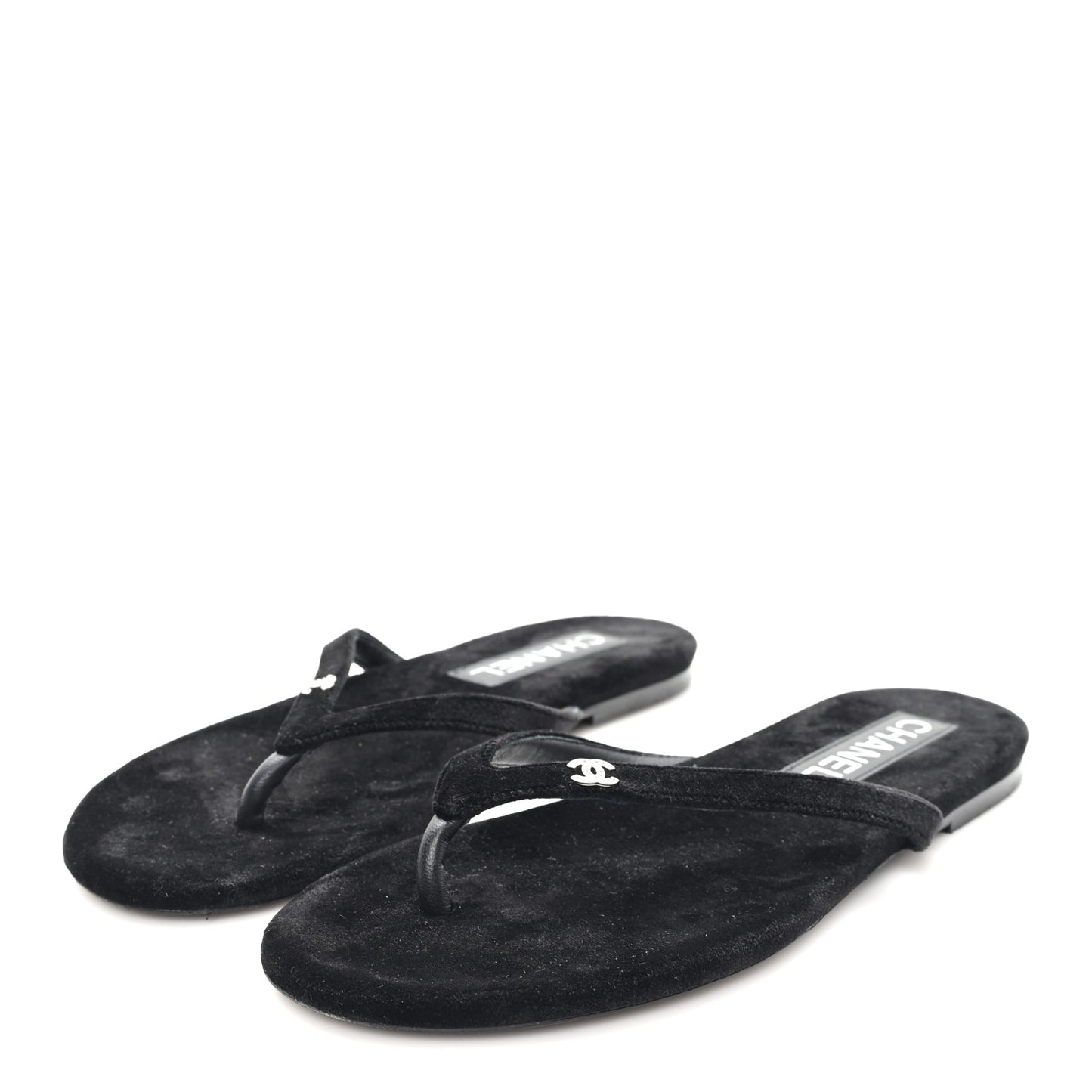 Velvet Crystal CC Thong Sandals 38 Black
