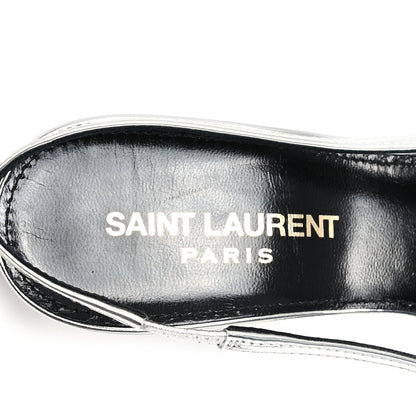 Saint Laurent Patent Tom 90 Dream Slingback Pumps 36 Argento 8 of 10