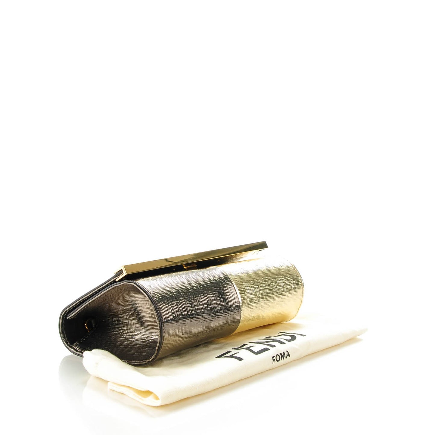 Vitello Mirror Elite Bi-Color Mini Rush Clutch Gold Grey