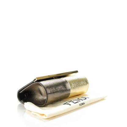 Fendi Vitello Mirror Elite Bi-Color Mini Rush Clutch Gold Grey 4 of 8