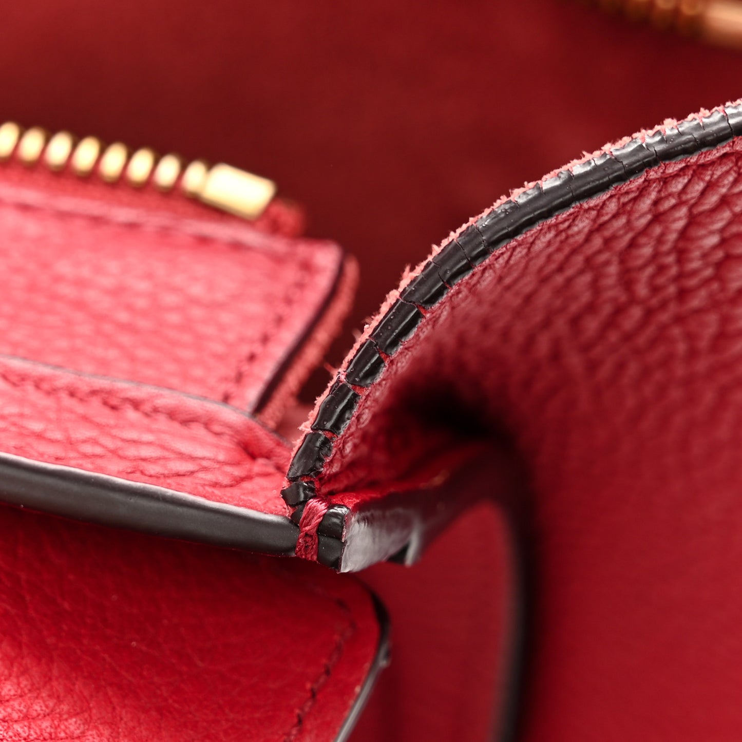 Drummed Calfskin Nano Luggage Red