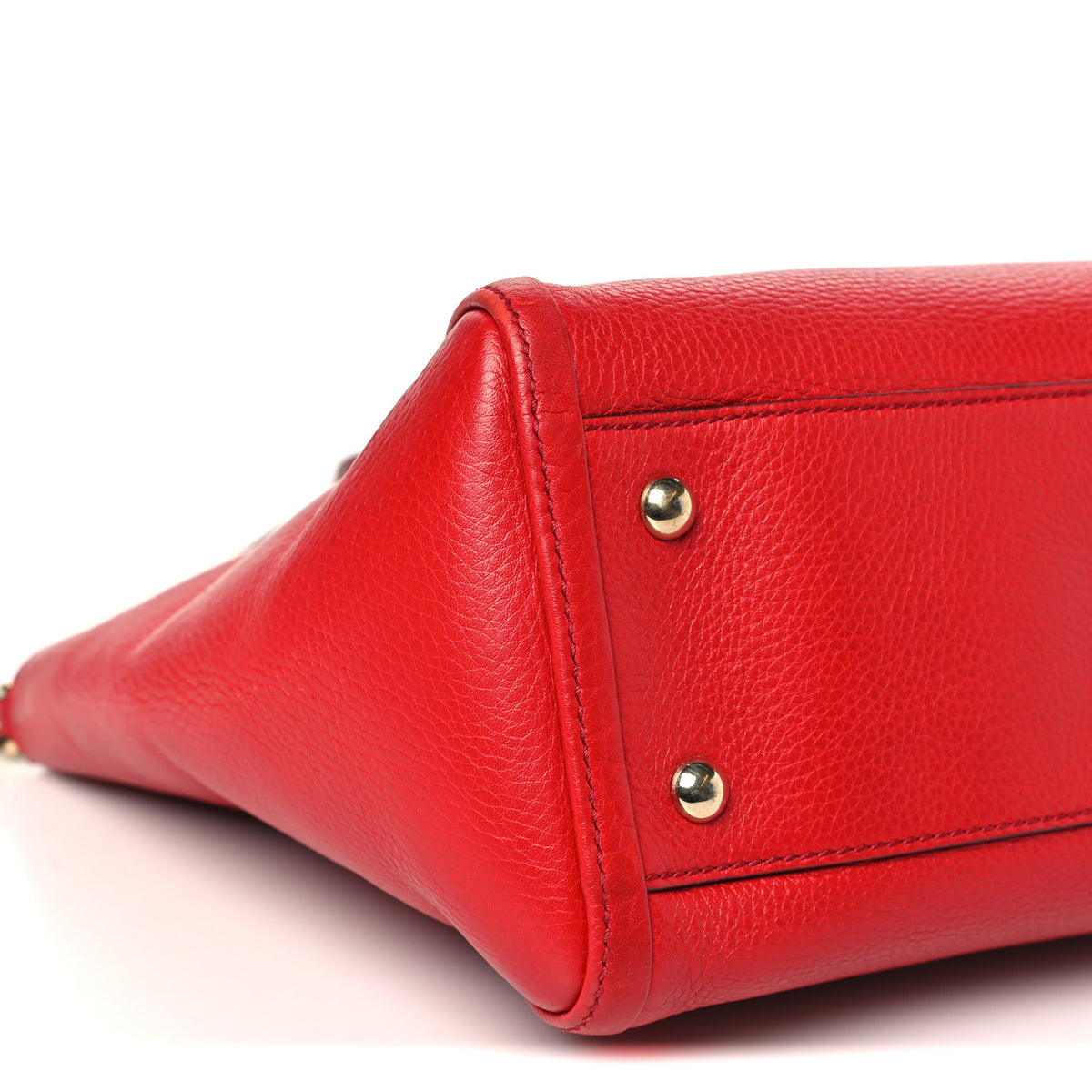 Pebbled Calfskin Small Soho Top Handle Bag Red