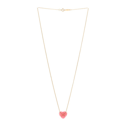 Tiffany 18K Yellow Gold Rhodochrosite Crossover Heart Pendant Necklace 3 of 4