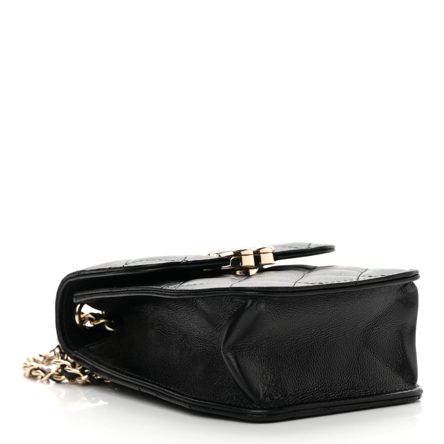 Calfskin Quilted Clutch with Chain Black
