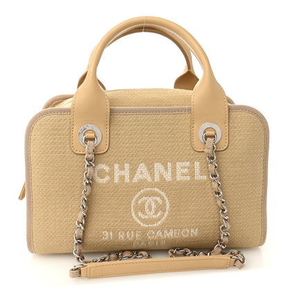 Chanel Canvas Deauville Small Bowling Bag Beige 1 of 10