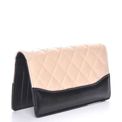 Chanel Aged Calfskin Quilted Gabrielle Yen Wallet Beige Black 3 of 9