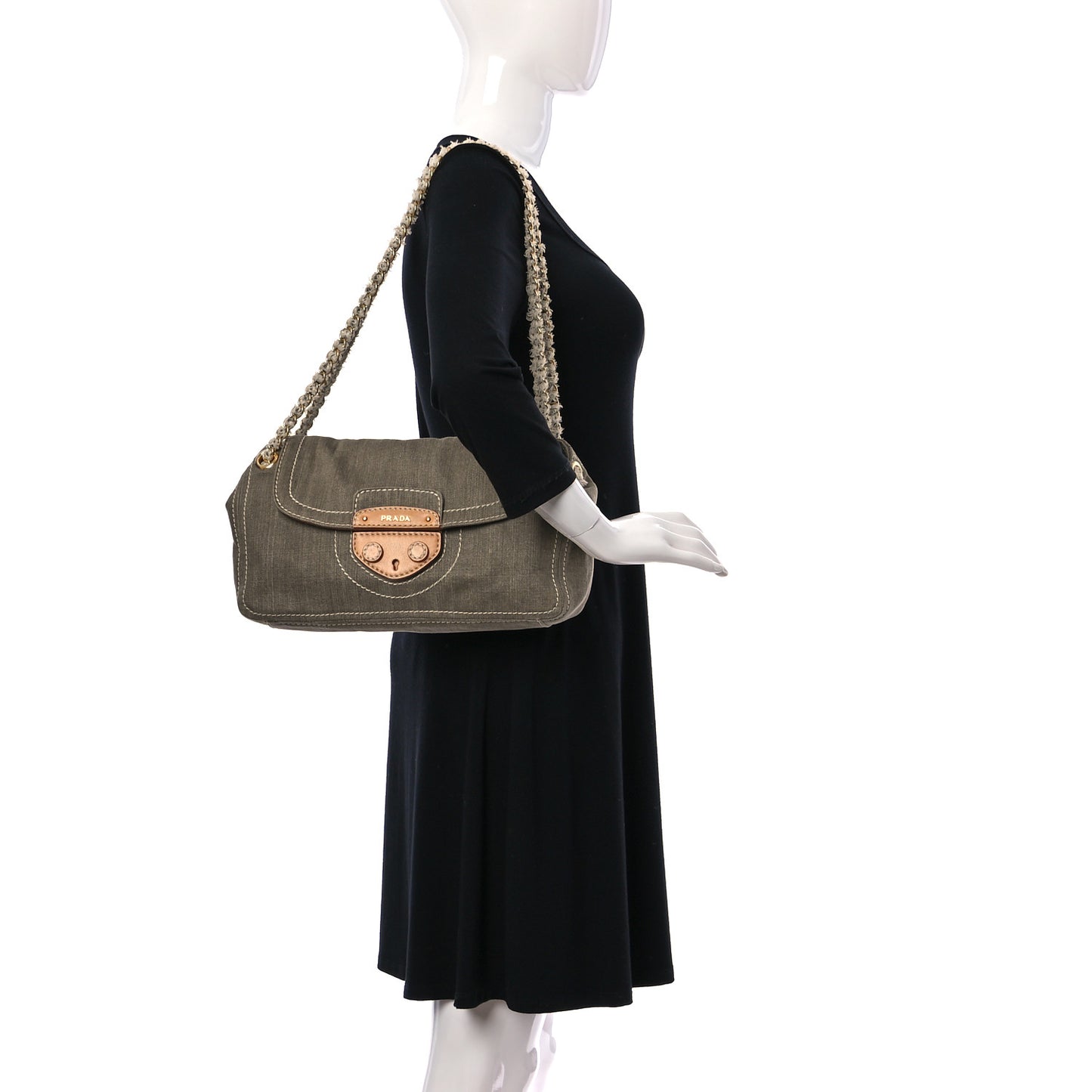 Denim Chain Shoulder Bag Militare