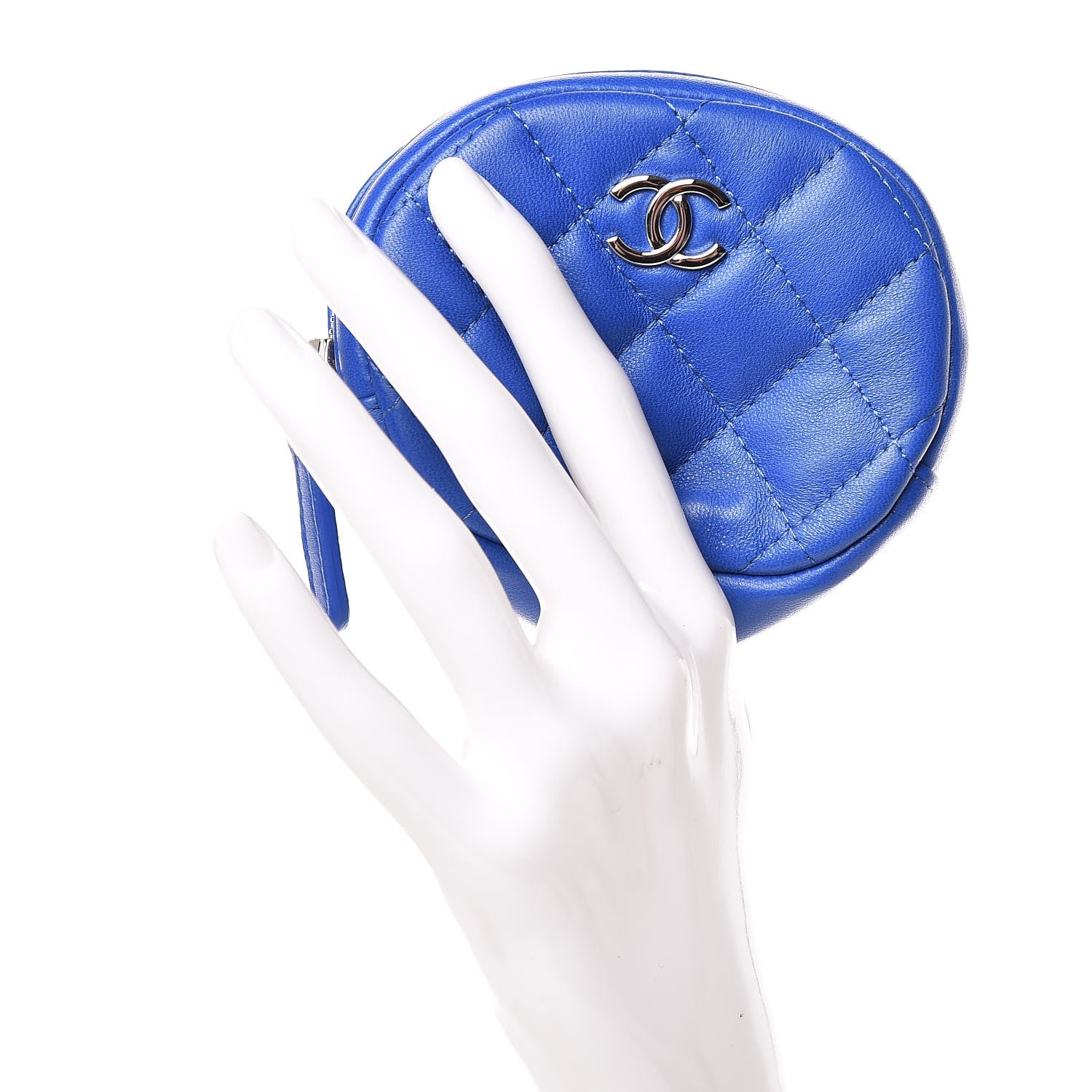 Chanel Lambskin Quilted Zip Around Classic Coin Purse Dark Blue 2 of 7