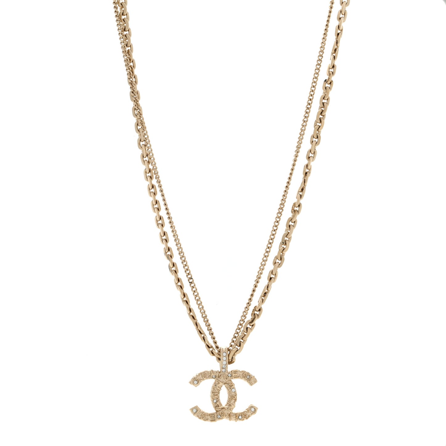 Crystal CC Multi Strand Chain Necklace Gold