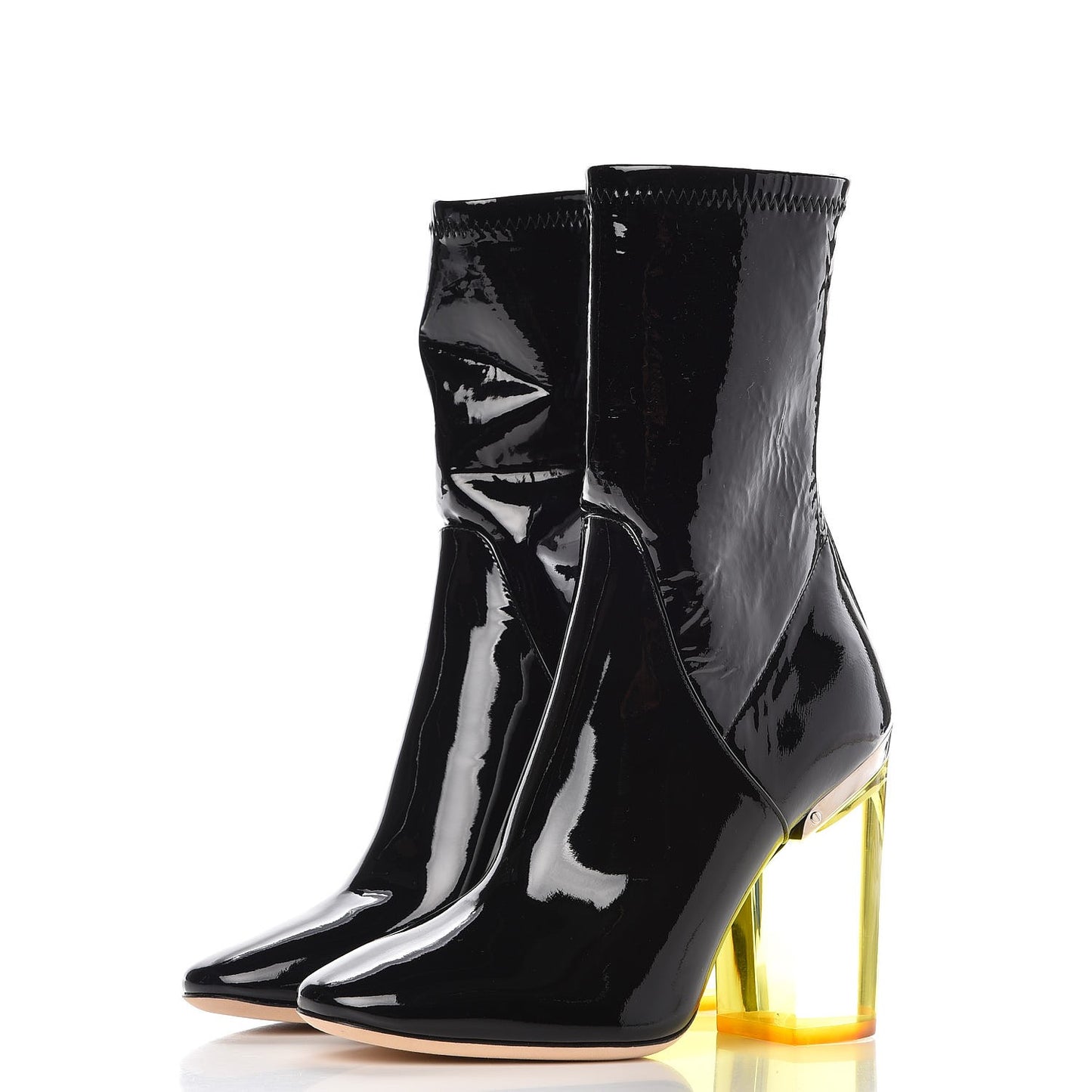 Patent Lucite Crystal Short Boots 35 Black