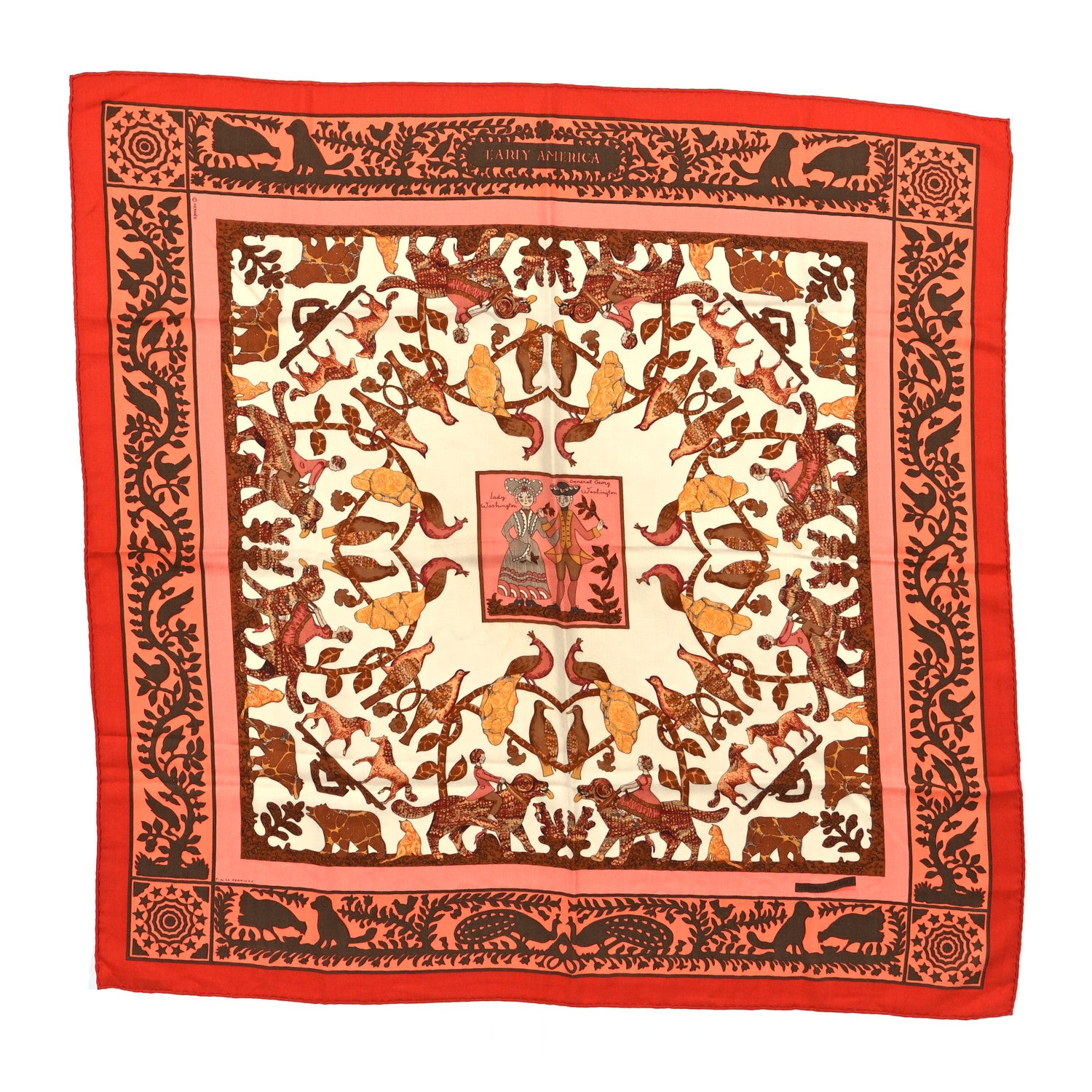 Hermes Cashmere Silk Early America Scarf 90 1 of 4