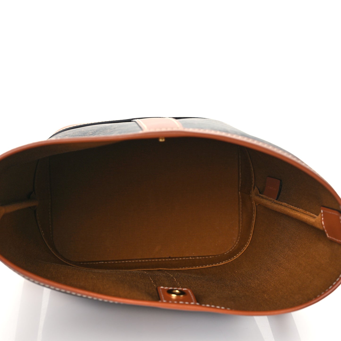 Triomphe Canvas Calfskin Small Bucket Bag Tan