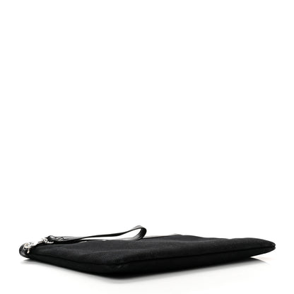 Saint Laurent Linen Canvas Rive Gouche Zipped Pouch Black 4 of 9