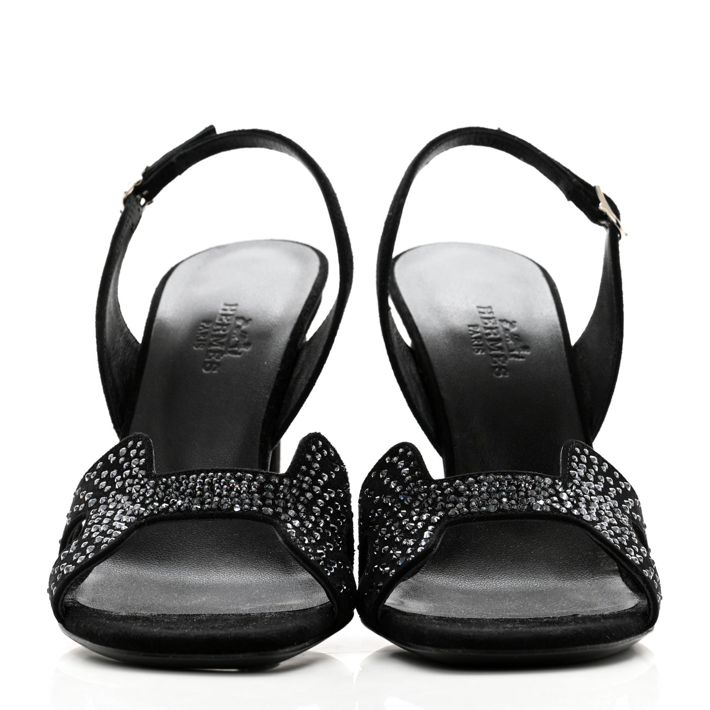 Suede Goatskin Crystal Ella 105 Sandal 35 Black