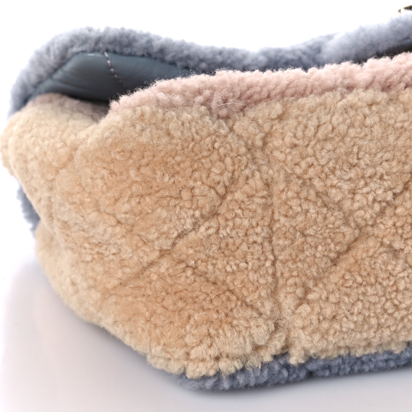 Shearling Sheepskin Single Flap Gray Pink Beige