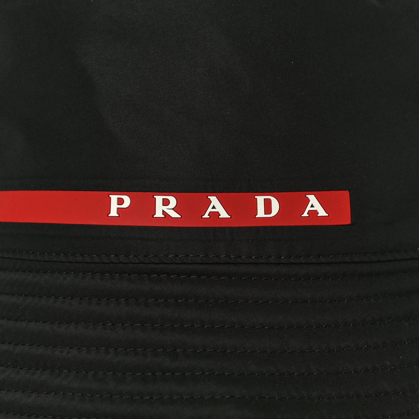 Technical Nylon Linea Rossa Bucket Hat XL Black