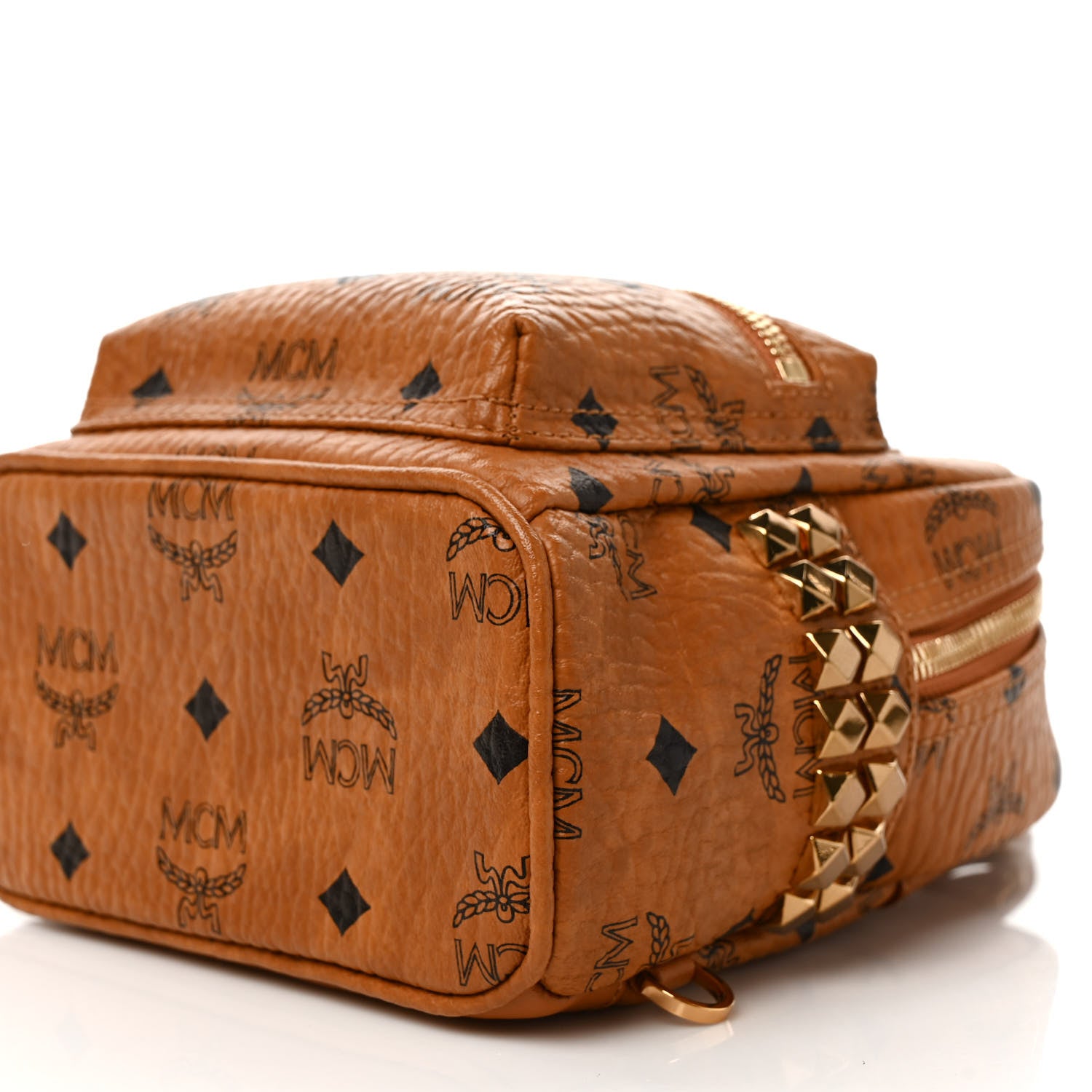 MCM Visetos Side Stud X-Mini Stark Bebe Boo Backpack Cognac 10 of 10