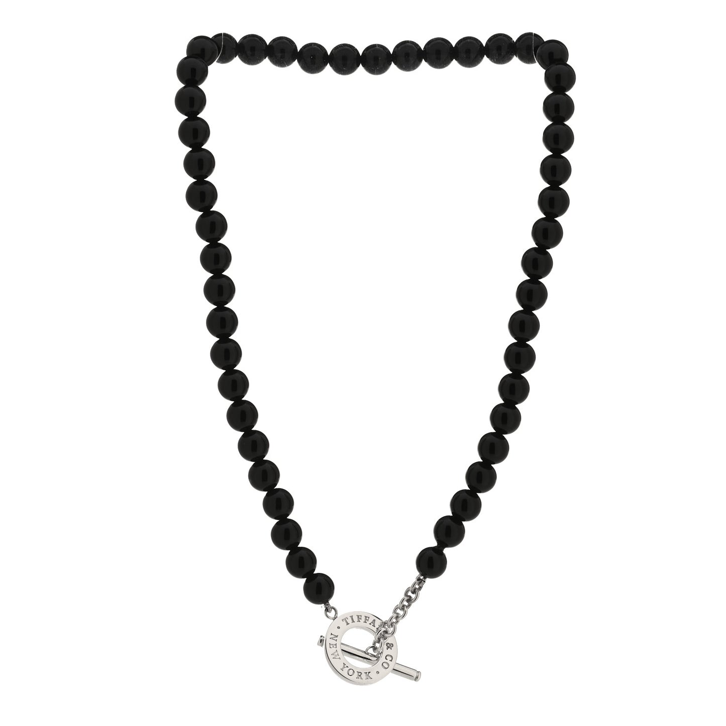 Sterling Silver Black Onyx Bead Toggle Necklace