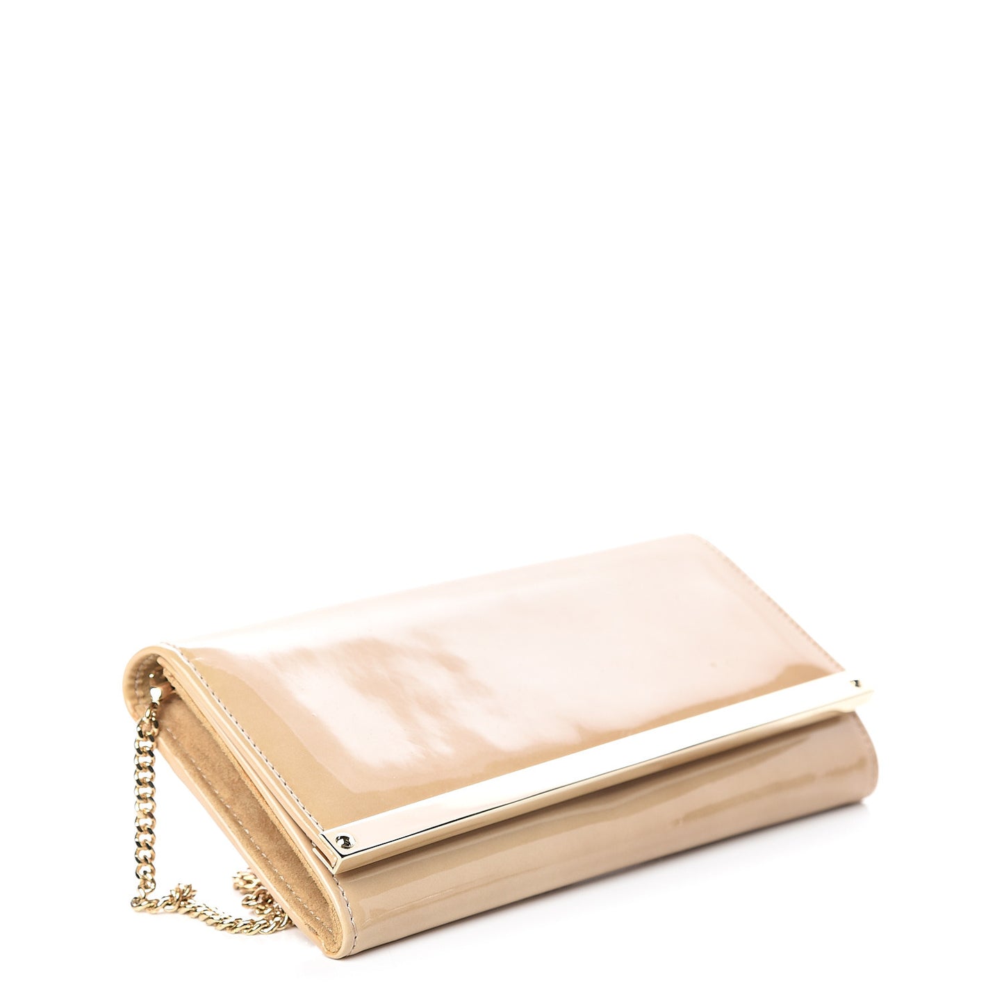 Patent Suede Milla Wallet on Chain Nude