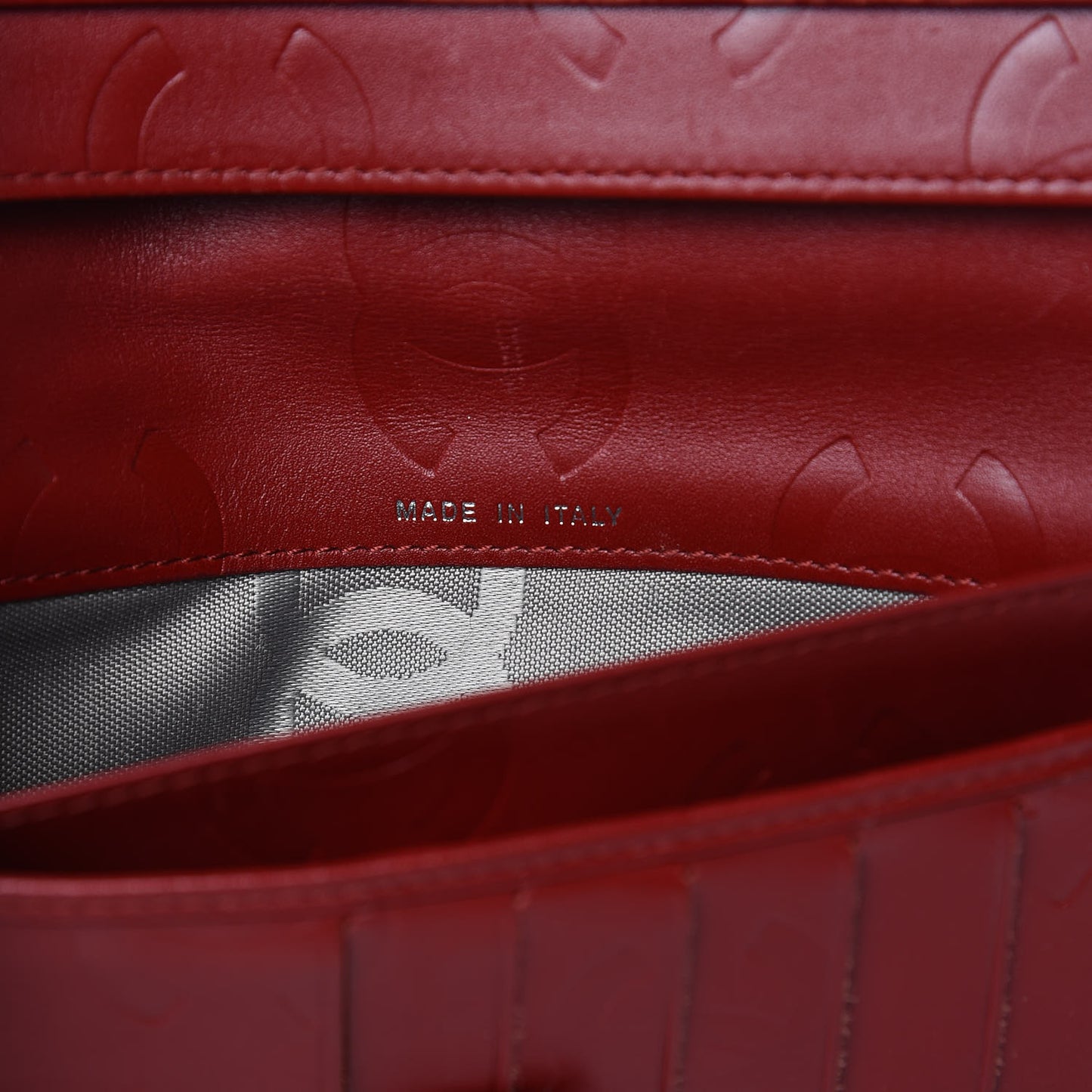 Calfskin Quilted Cambon Long Double Wallet Red