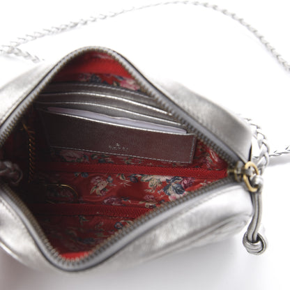 Gucci Laminated Nappa Web Trapuntata Mini GG Shoulder Bag Argento 4 of 7