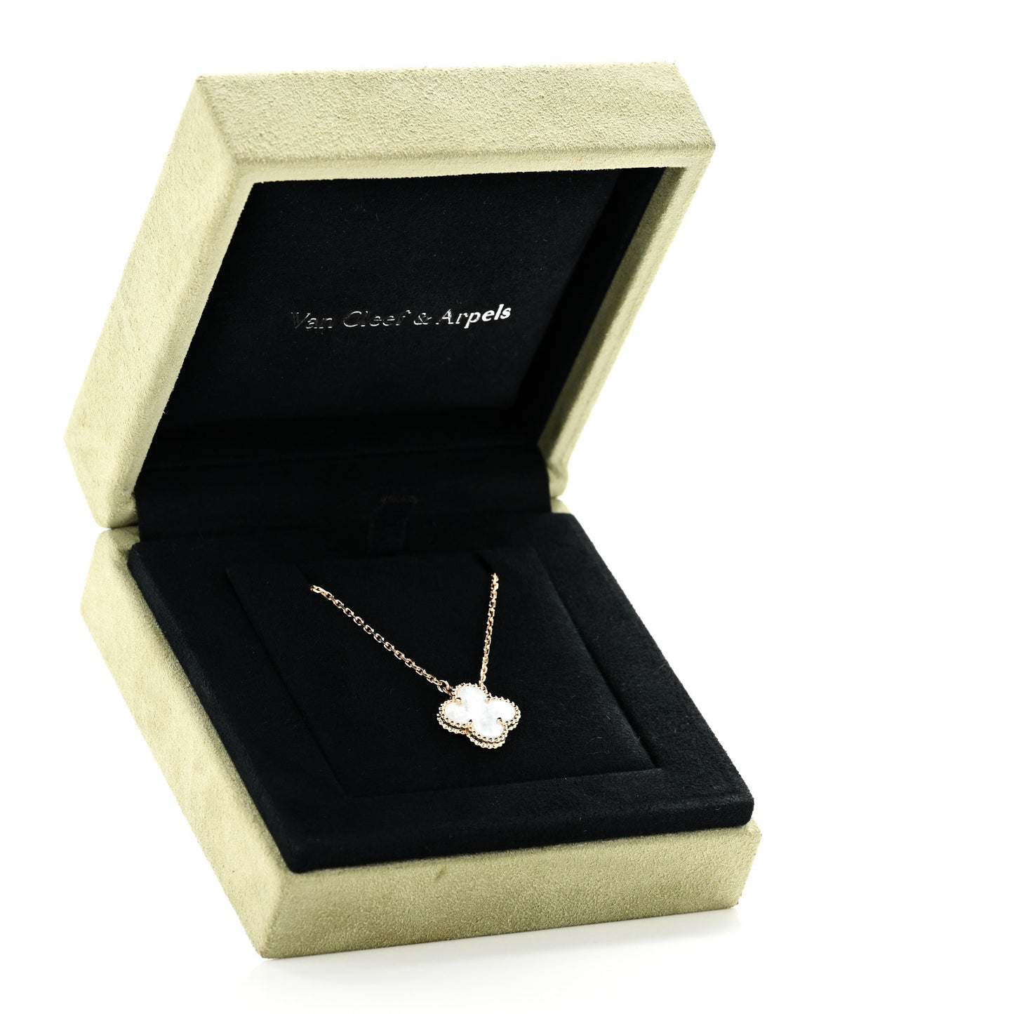 18K Yellow Gold Mother of Pearl Vintage Alhambra Pendant Necklace