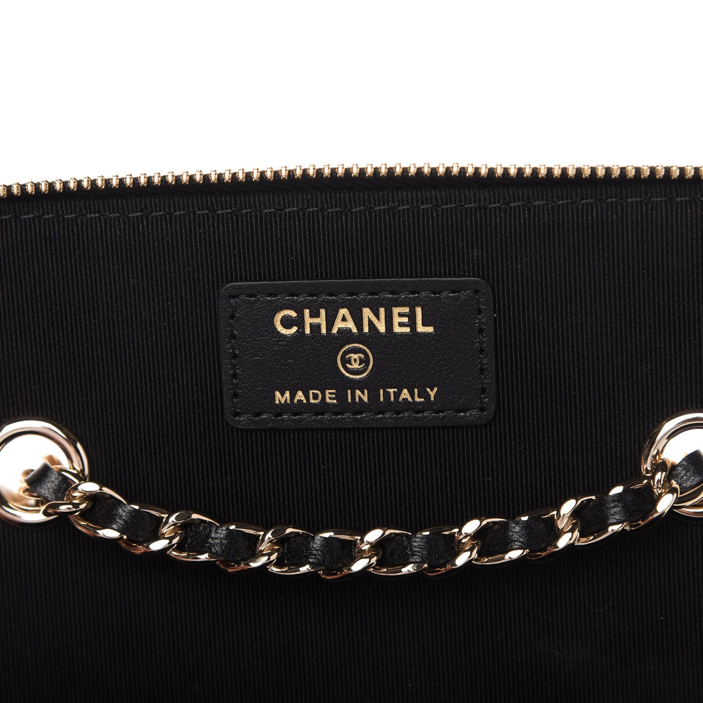 Lambskin Camellia Embossed Small Vanity Case With Chain Black
