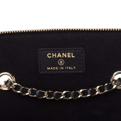 Chanel Lambskin Camellia Embossed Small Vanity Case With Chain Black 8 of 11