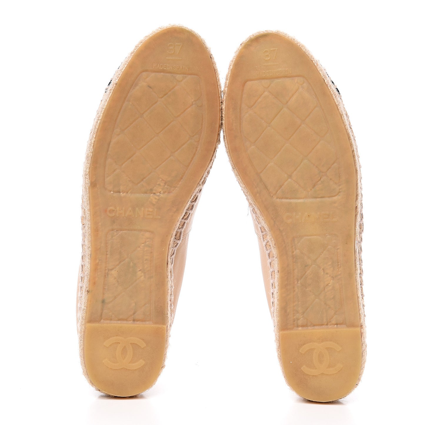 Lambskin CC Espadrilles 37 Beige Black