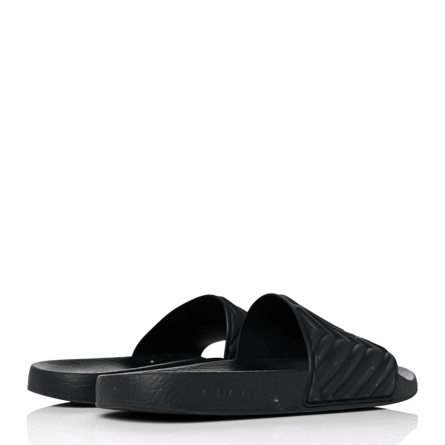 Gucci Rubber Matelasse Womens Slide Sandals 41 Black 4 of 8