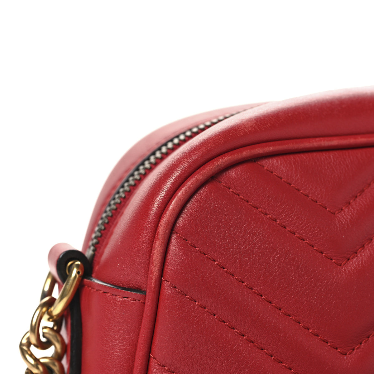 Gucci Calfskin Matelasse Small GG Marmont Chain Shoulder Bag Hibiscus Red 13 of 13