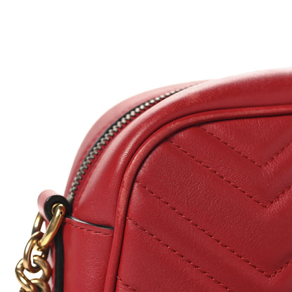 Gucci Calfskin Matelasse Small GG Marmont Chain Shoulder Bag Hibiscus Red 13 of 13
