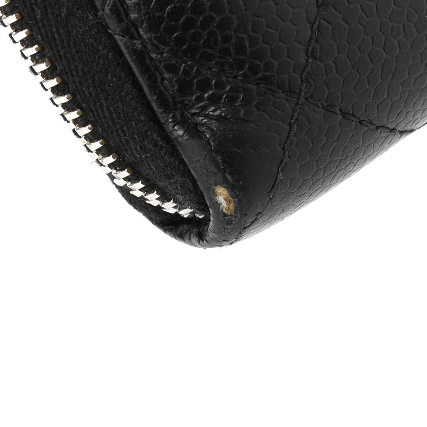 Caviar Quilted Large Gusset Zip Around Wallet Black