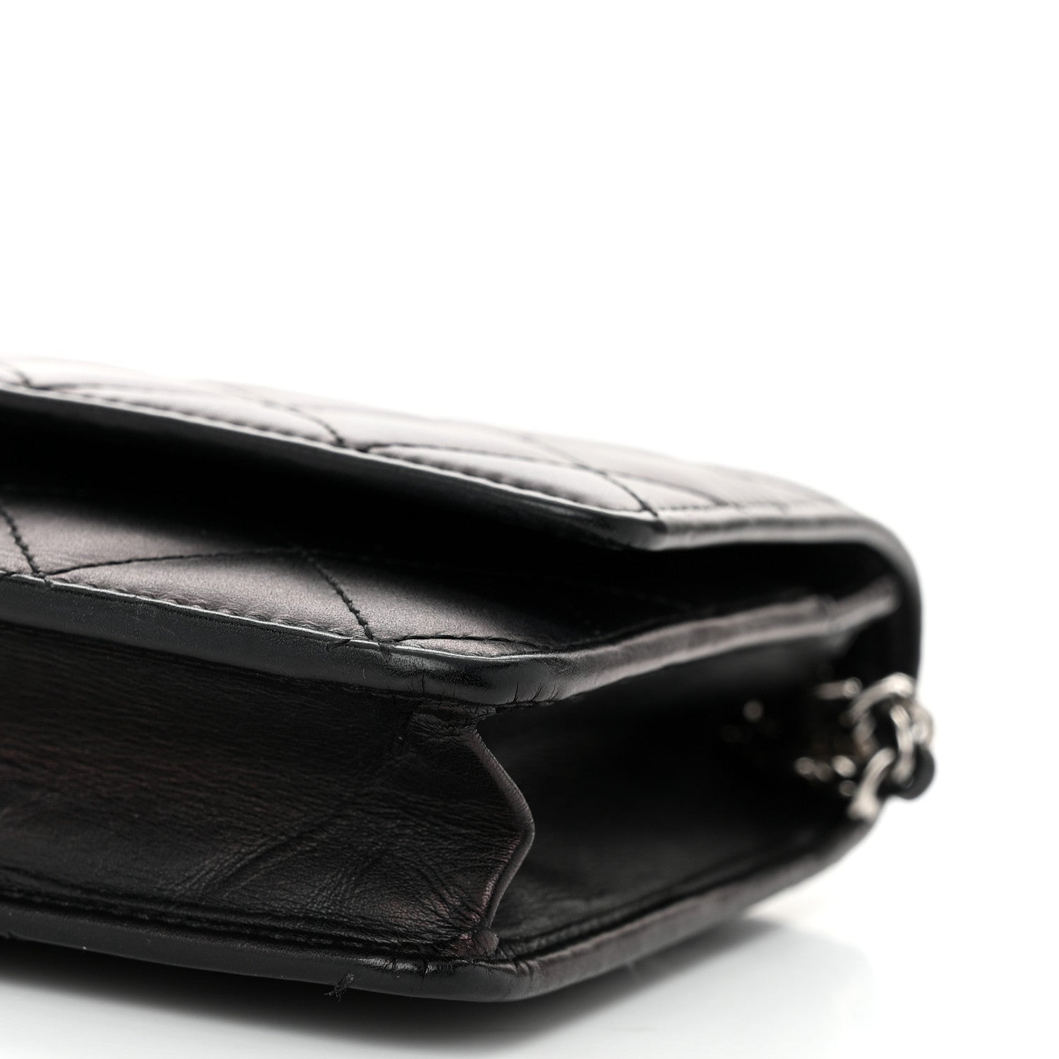 Chanel Calfskin Quilted Cambon Wallet on Chain WOC Black Silver 11 of 11